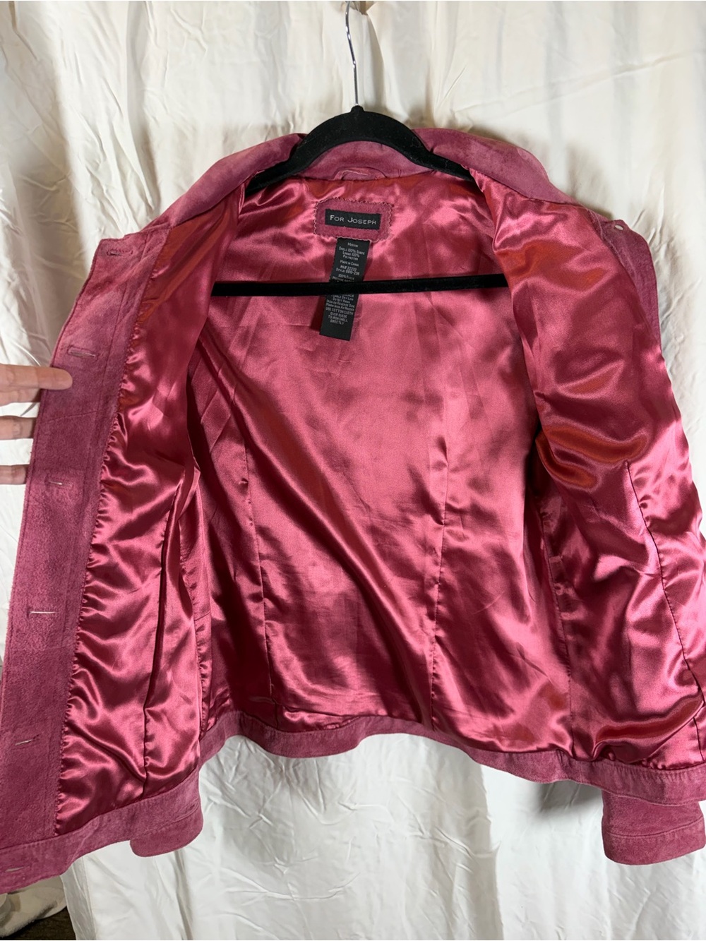 For Joseph Women’s Suede Button-Front Collared Jacket in Pink sz M - Picture 3 of 11